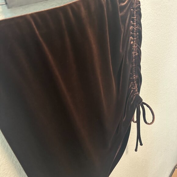Amanda Uprichard Aviette Skirt in Cocoa Brown - Velvet Asymmetrical - Size Small - Picture 7 of 7